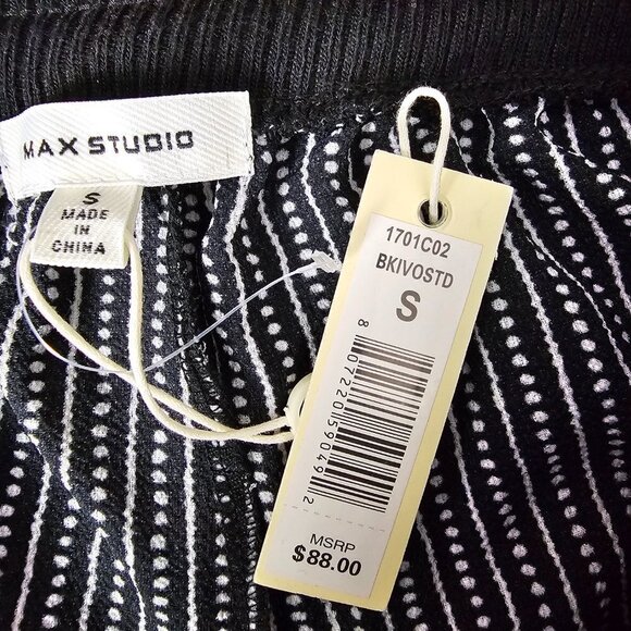 Max Studio Wide Leg Cropped Crepe Black And White Trouser Capri Pants - Picture 3 of 10